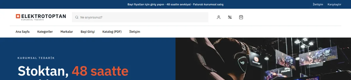 Geniş mega menü — e-ticaret sitesi başlık düzenleri örneği