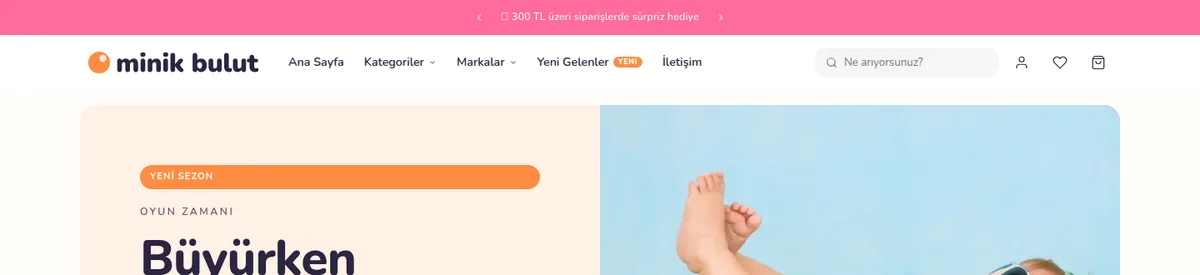 Logo solda, menü yanında — e-ticaret sitesi başlık düzenleri örneği