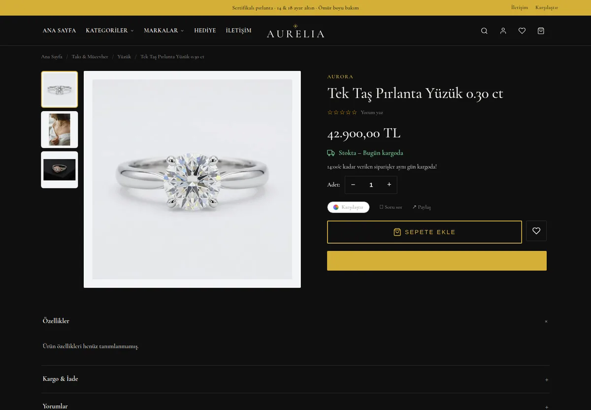 Premium — e-ticaret sitesi ürün sayfası örneği